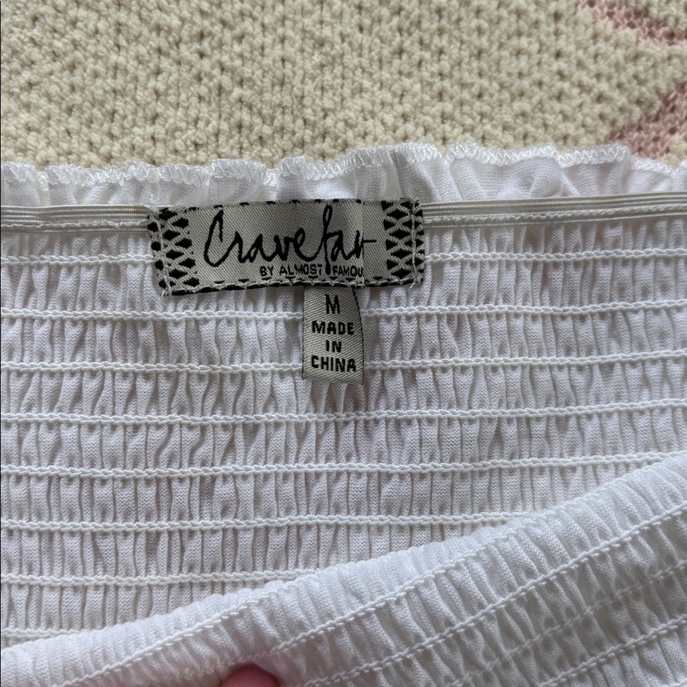 White Ruffle Scrunch Top - Picture 4 of 5